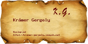 Krámer Gergely névjegykártya