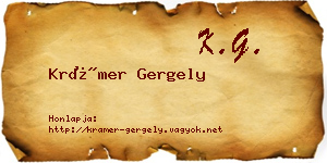 Krámer Gergely névjegykártya